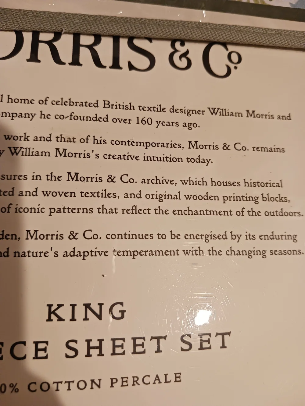 Morris & Co King 4-Piece Floral Sheet Set 100% Cotton Percale